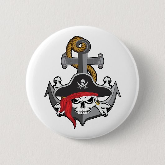 Pirate Skull Anchor Button (Vorderseite)