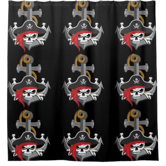Pirate Skull Anchor Duschvorhang (Vorderseite)