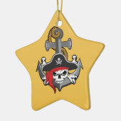 Pirate Skull Anchor Keramikornament (Links)
