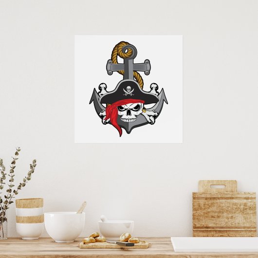 Pirate Skull Anchor Poster (Küche)