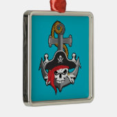 Pirate Skull Anchor Silbernes Ornament (Rechts)