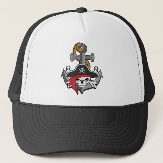 Pirate Skull Anchor Truckerkappe (Vorderseite)