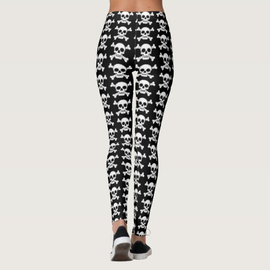 Pirate Skull and Cross Bones Halloween Leggings (Rückseite)