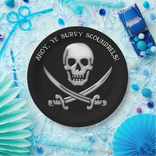 Pirate Skull and Sword Crossbones Pappteller (Party)