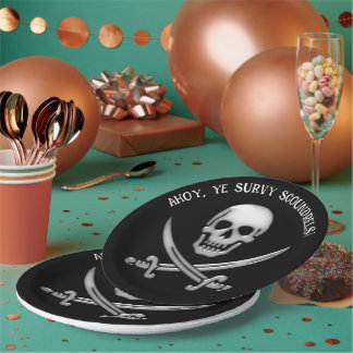 Pirate Skull and Sword Crossbones Pappteller