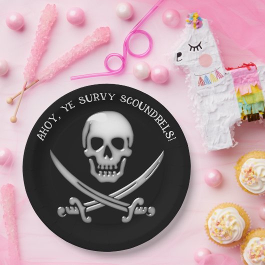 Pirate Skull and Sword Crossbones Pappteller (Party)