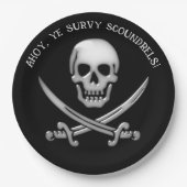 Pirate Skull and Sword Crossbones Pappteller (Vorderseite)