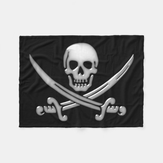 Pirate Skull and Sword Crossbones (TLAPD) Fleecedecke (Vorderseite (Horizontal))