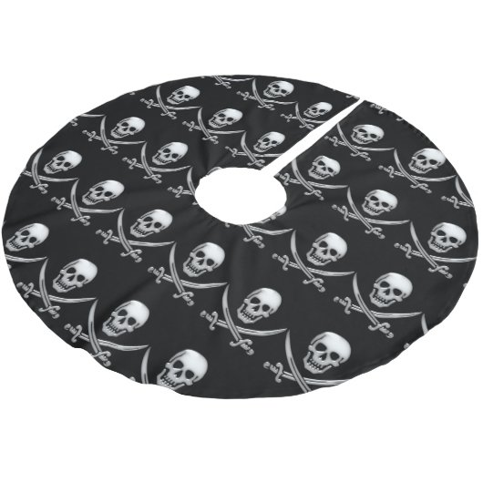 Pirate Skull and Sword Crossbones (TLAPD) Polyester Weihnachtsbaumdecke (Schrägansicht)