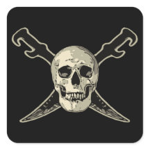 Pirate (Skull) - Aufkleber auf dem Platz, glänzend