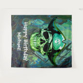 Pirate Skull Birthday Captain Jack Wandteppich (Vorderseite (Horizontal))