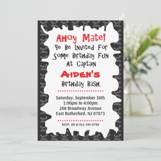 Pirate Skull Birthday Card (Stehend Vorderseite)