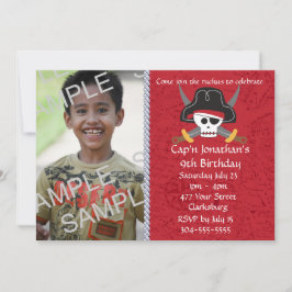 Pirate Skull Birthday Foto Template Einladung