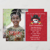 Pirate Skull Birthday Foto Template Einladung (Vorne/Hinten)