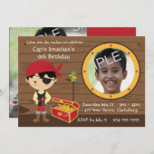 Pirate Skull Birthday Foto Template Einladung (Vorne/Hinten)