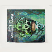 Pirate Skull Birthday Ghost Schiff Hintergrund Wandteppich (Vorderseite (Horizontal))