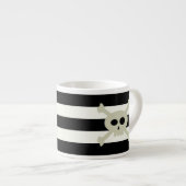 Pirate Skull Black and White Strip Espresso Cup Espressotasse (Vorderseite Rechts)