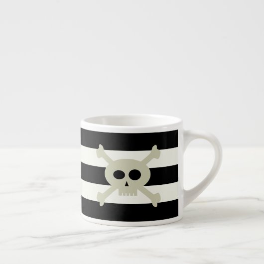 Pirate Skull Black and White Strip Espresso Cup Espressotasse (Rechts)