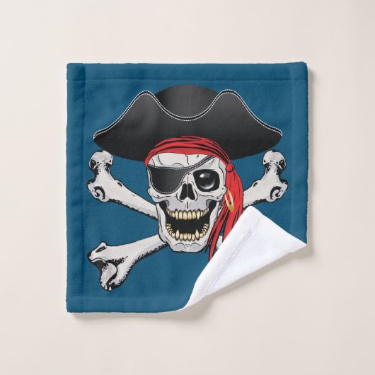 Pirate Skull Bluetooth Lautsprecher Badhandtuch Set (Waschlappen)