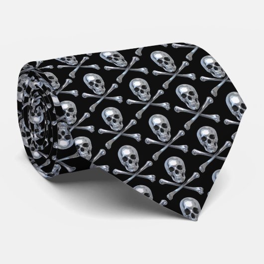 Pirate Skull Bones Krawatte (Gerollt)