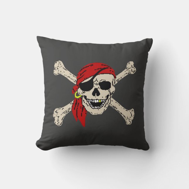 Pirate Skull Bones Piratenflagge Kissen (Vorderseite)