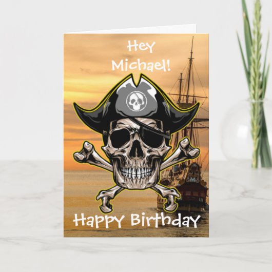 Pirate Skull Captain Cross Bones Karte (Vorderseite)