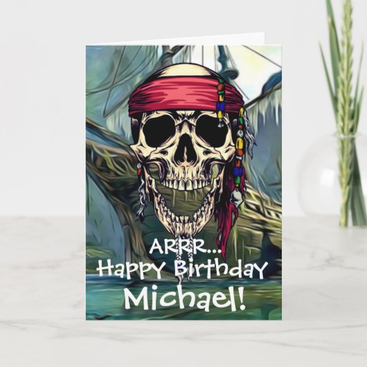 Pirate Skull Captain Karte (Vorderseite)