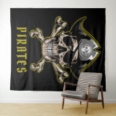 Pirate Skull Captain Royal Treascape Hintergrund Wandteppich (Beispiel (Horizontal))
