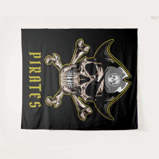 Pirate Skull Captain Royal Treascape Hintergrund Wandteppich (Vorderseite (Horizontal))