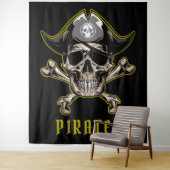 Pirate Skull Captain Royal Treascape Hintergrund Wandteppich (Beispiel)