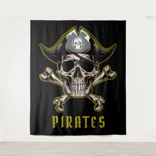 Pirate Skull Captain Royal Treascape Hintergrund Wandteppich (Vorderseite)