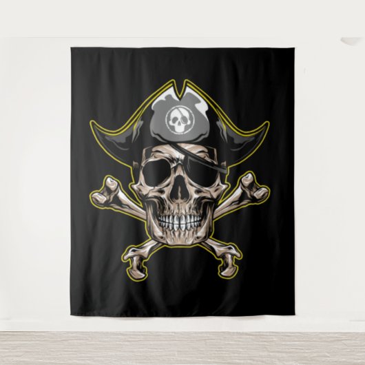 Pirate Skull Captain Royal Treasure Tapestry Wandteppich (Vorderseite)