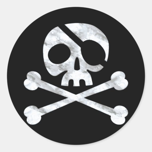 Pirate Skull & Crossbones Black Runder Aufkleber (Vorderseite)