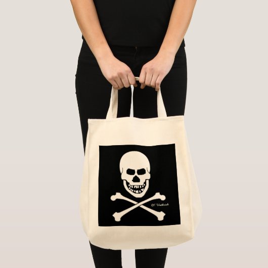Pirate Skull & Crossbones Halloween Trick oder Tre Jumbo Stoffbeutel (Vorderseite (Produkt))