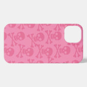Pirate Skull Crossbones Muster Pink iPhone Hülle (Rückseite (Horizontal))