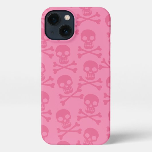 Pirate Skull Crossbones Muster Pink iPhone Hülle (Rückseite)