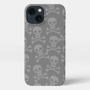 Pirate Skull Crossbones Pattern Grau iPhone 13 Hülle