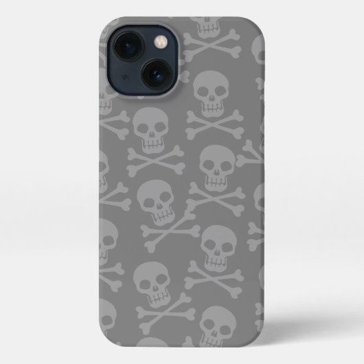 Pirate Skull Crossbones Pattern Grau iPhone Hülle (Rückseite)