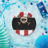 Pirate Skull & Crossbones Red White Birthday Party Pappteller (Party)