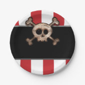 Pirate Skull & Crossbones Red White Birthday Party Pappteller (Vorderseite)