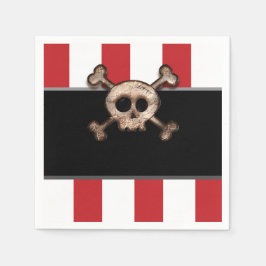 Pirate Skull & Crossbones Red White Birthday Party Serviette