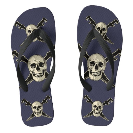 Pirate (Skull) - Custom Adult, Wide Straps Badesandalen (Fußbett)