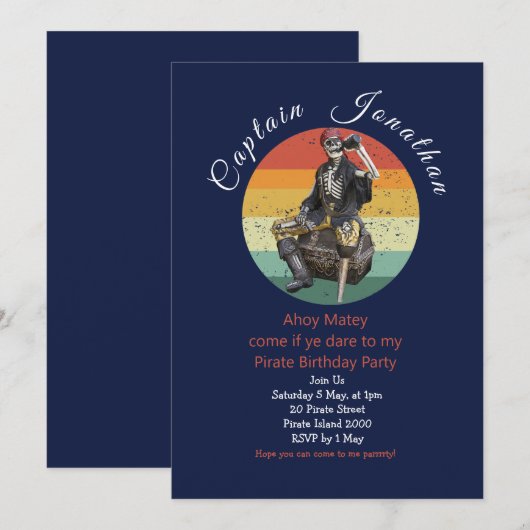 Pirate Skull Einladung Geburtstag (Vorne/Hinten)