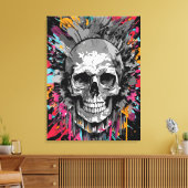 Pirate Skull - farbenfrohe Skull Canvas Print Leinwanddruck (Insitu (Wohnzimmer))