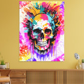 Pirate Skull - farbenfrohe Skull Canvas Print Leinwanddruck (Insitu (Wohnzimmer))
