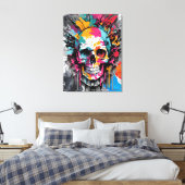 Pirate Skull - farbenfrohe Skull Canvas Print Leinwanddruck (Insitu (Schlafzimmer))