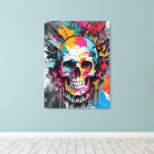 Pirate Skull - farbenfrohe Skull Canvas Print Leinwanddruck (Insitu (Holzboden))