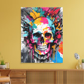 Pirate Skull - farbenfrohe Skull Canvas Print Leinwanddruck (Insitu (Wohnzimmer))