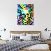 Pirate Skull - farbenfrohe Skull Canvas Print Leinwanddruck (Insitu (Schlafzimmer))
