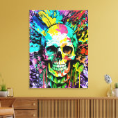 Pirate Skull - farbenfrohe Skull Canvas Print Leinwanddruck (Insitu (Wohnzimmer))